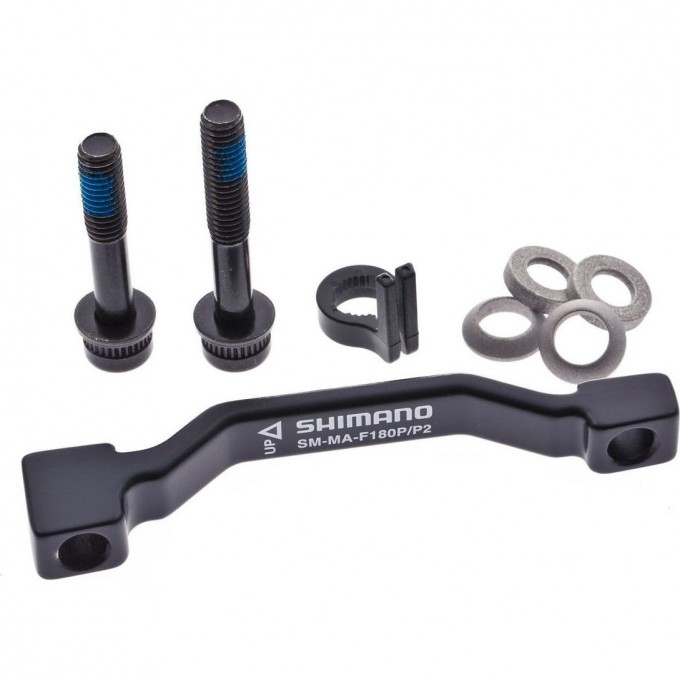 Адаптер дискового тормоза SHIMANO SM-MA-F180P/P2, болты: короткий (1 штука), длинный (1 штука), стопорные кольца (2 штуки) ESMMAF180PP2