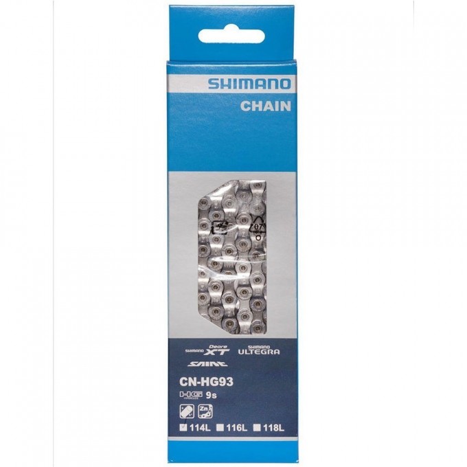 Цепь SHIMANO XT, HG93, 9 скоростей, 116 звеньев, ампульный пин (1 шт) ICNHG93116I