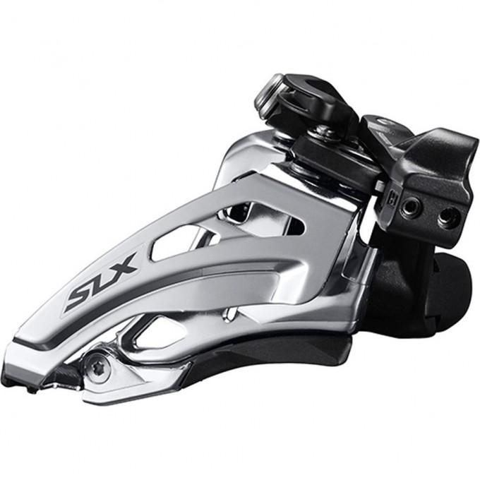 Переключатель передний SHIMANO SLX, M677-L, для 2X10 скоростей, нижний хомут 34.9 с адаптером 28.6/31.8, SIDE-SWING, угол: 66-6 IFDM677LX6
