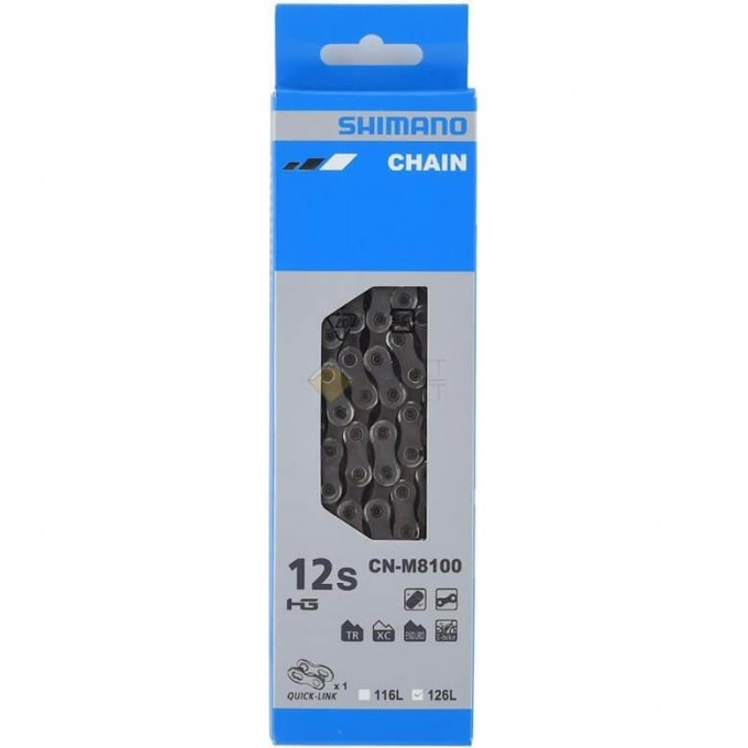 Цепь SHIMANO XT, M8100, 11/12 скоростей, 126 звеньями, с замком ICNM8100126Q