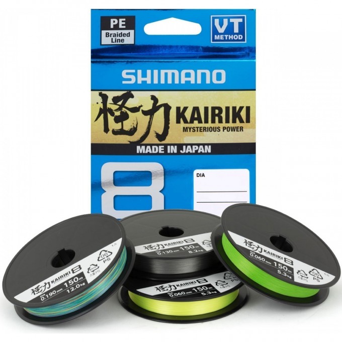 Леска плетёная SHIMANO KAIRIKI 8 PE 150м зеленая 0.190 мм 12.0 кг 59WPLA58R04